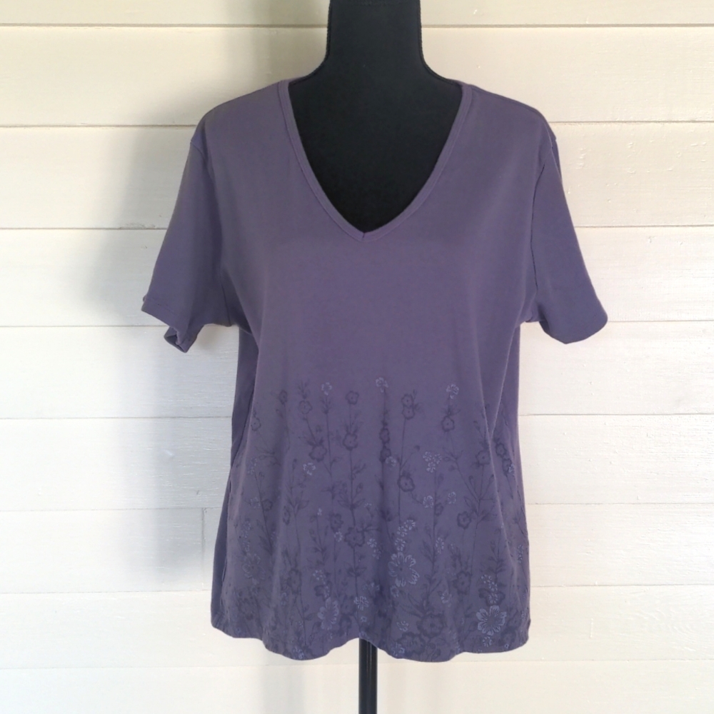 Venezia Jeans Clothing Co Purple V-Neck Short Sleeve Shirt Size 14/16